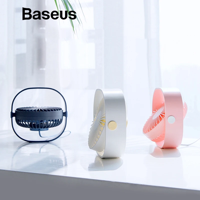

Baseus Portable Mini USB Fan For Home Student Desktop Office Fans 3-Speed Mute 360 Adjustment Handheld Electri Air Cooling Fan