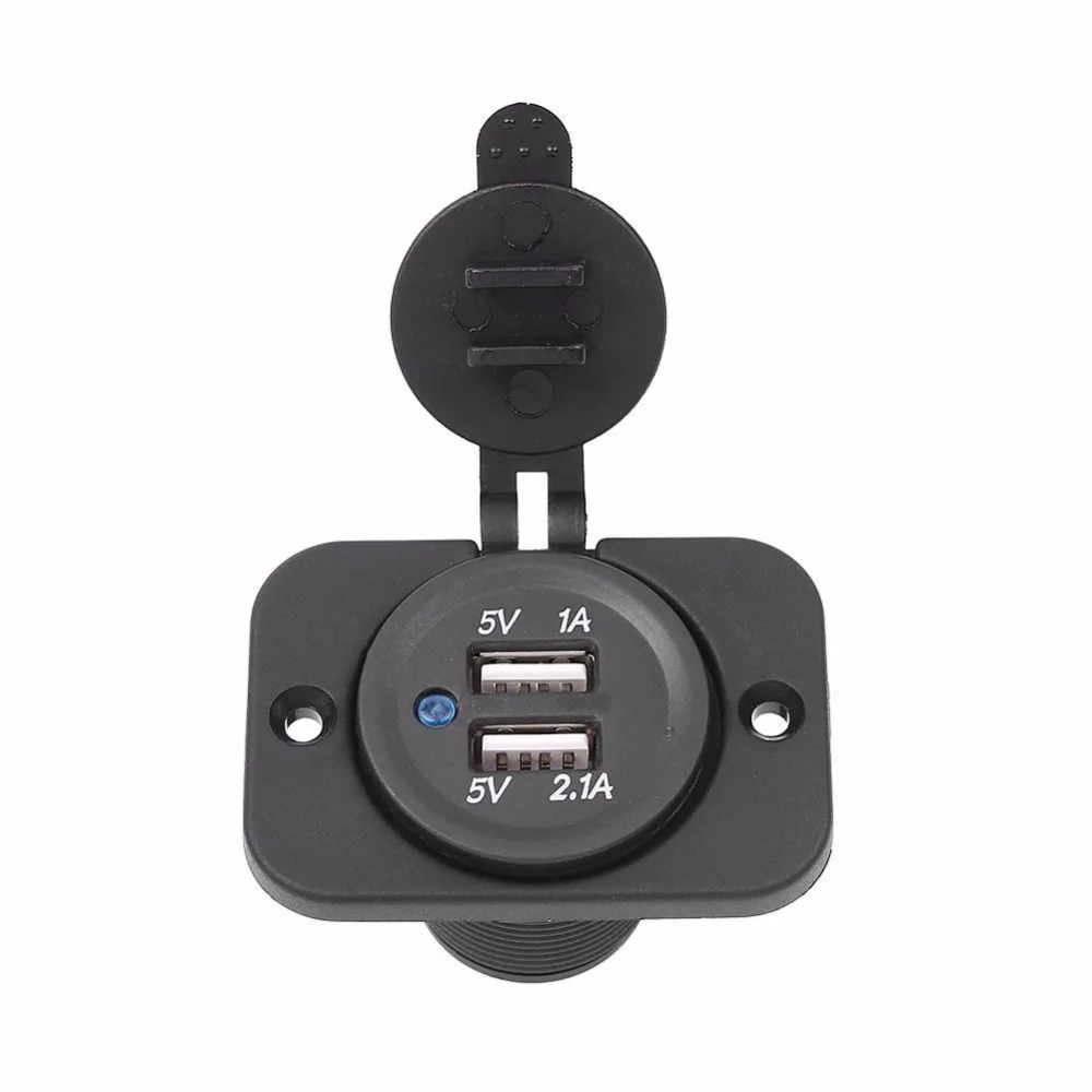 

VEHEMO Universal Car Motorcycle Modification Charger Dual USB 1A 2.1A 12-24V Waterproof Power Adapter Outlet Socket Convenient