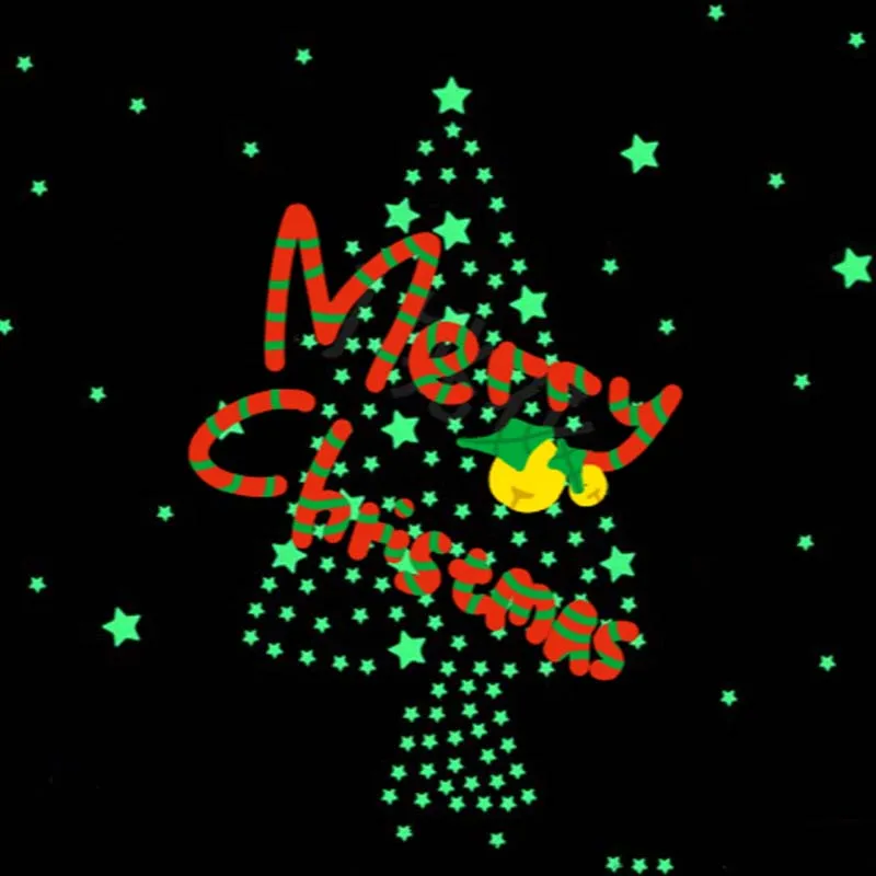 Hoomall 3D Fluorescence Wall Stickers Light Green Stars For Home Decoration New Year Rooms DIY