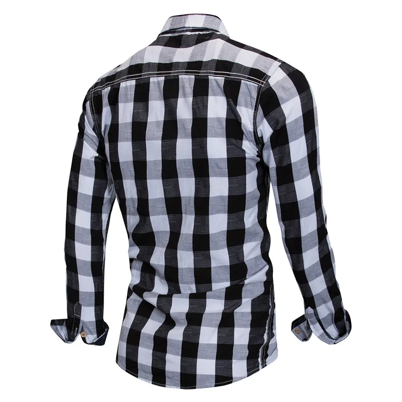 2018 New Arrival Men's Long Sleeve Plaid Shirt Fashion Brand Cotton Casual Patchwork Dress Shirt Social Business Checked Shirts Tops  (8)