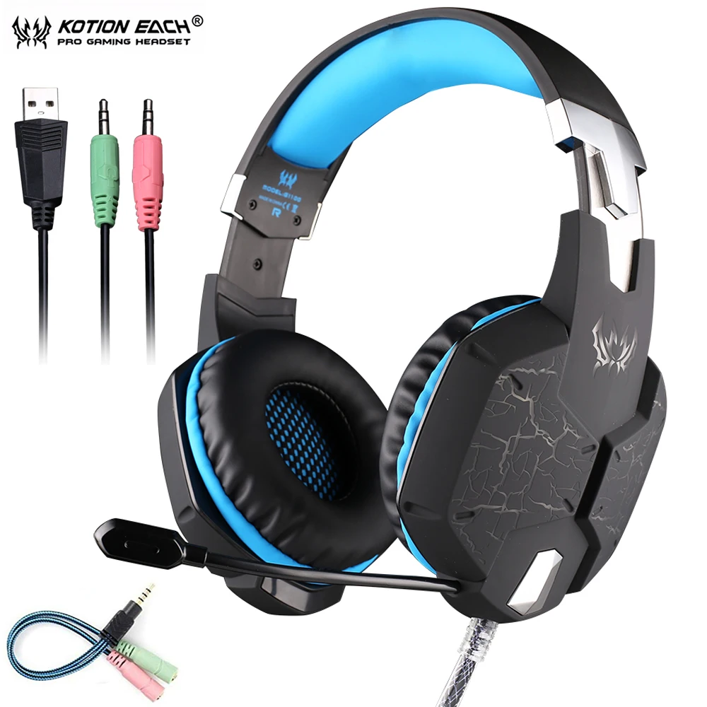 Игровые наушники KOTION G1100 вибрации Функция профессиональная игровая светящиеся