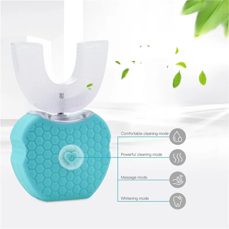 

360 Degree Automatic Sonic Electric Toothbrush U Type 4 Modes Ultrasonic Tooth Brush USB RechargeableTooth Whitening Oral Care