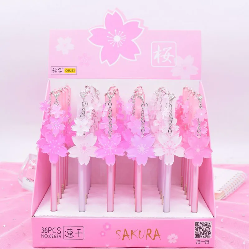 

4 Pcs Kawaii Romantic Cherry Sakura Flower Pendant Gel Pen Ink Pen Student Gift Stationery School & Office Supply