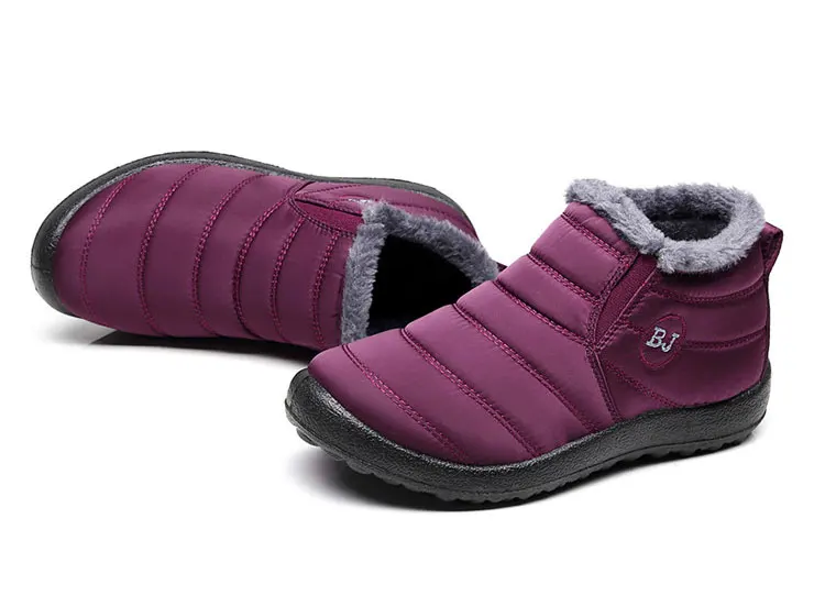 Зимние ботильоны; женские теплые зимние ботинки года; женская зимняя обувь; женская однотонная водонепроницаемая обувь на нескользящей подошве; большие размеры