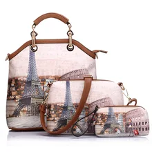 De alta Calidad de La Manera Retra Impreso Totes Casual Estilo de Inglaterra de Cuero de LA PU Bolso Para Mujer Bolsas de Mensajero Composite 3 sets Bolsas