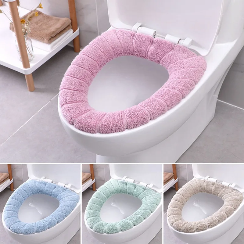 Nordic Pumpkin Pattern Toilet Seat Toilet Cover Warm Thick Knitted