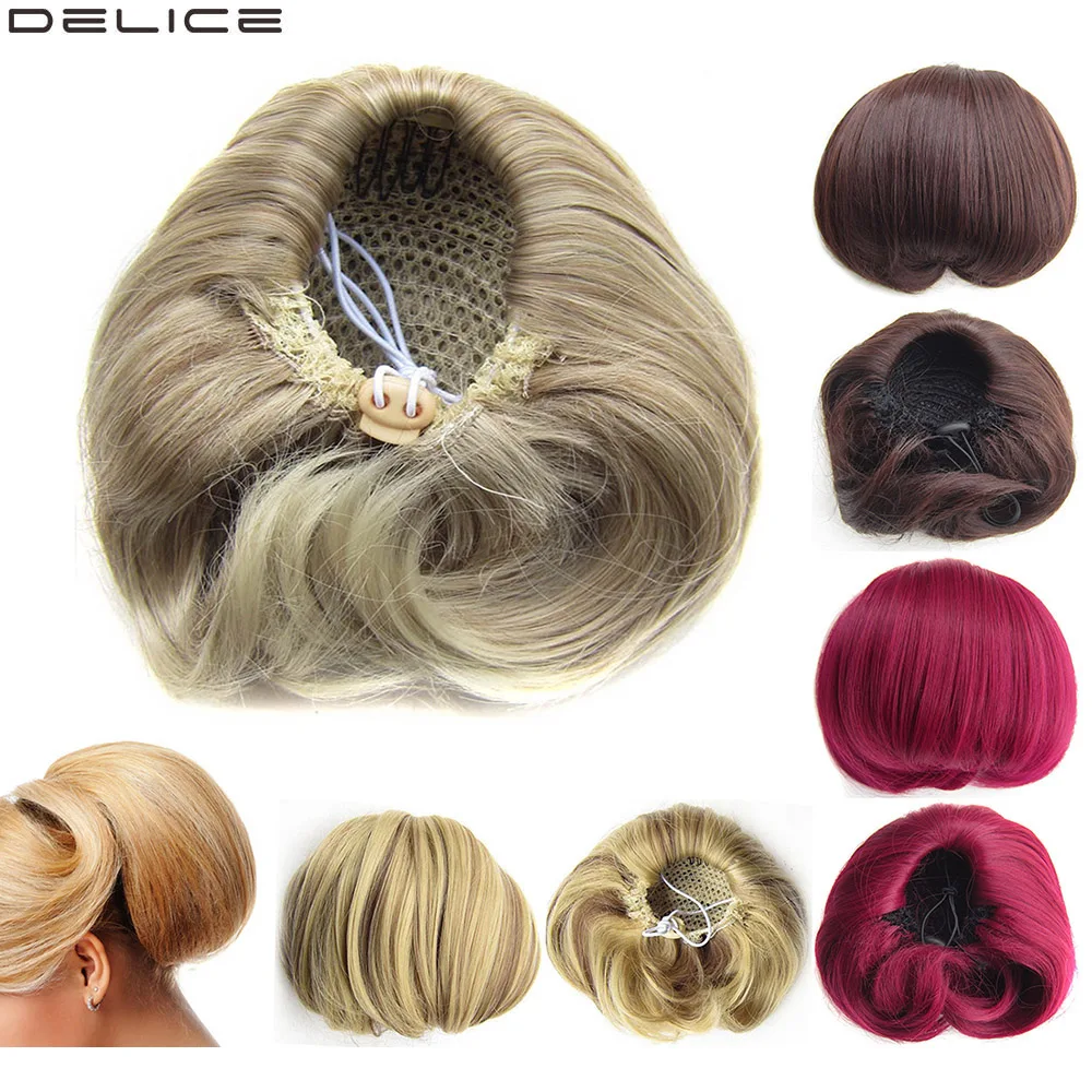 

Delice Women's Synthetic Straight Chignon Clip In Drawstring Hepburn Head Hair Bun Donut Hair Piece