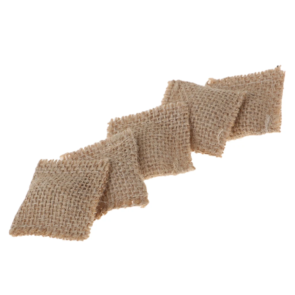 5 Pieces Handmade 1/12 Dollhouse Miniature Sofa Chair Accessories Hessian Cloth Cushions Pillow
