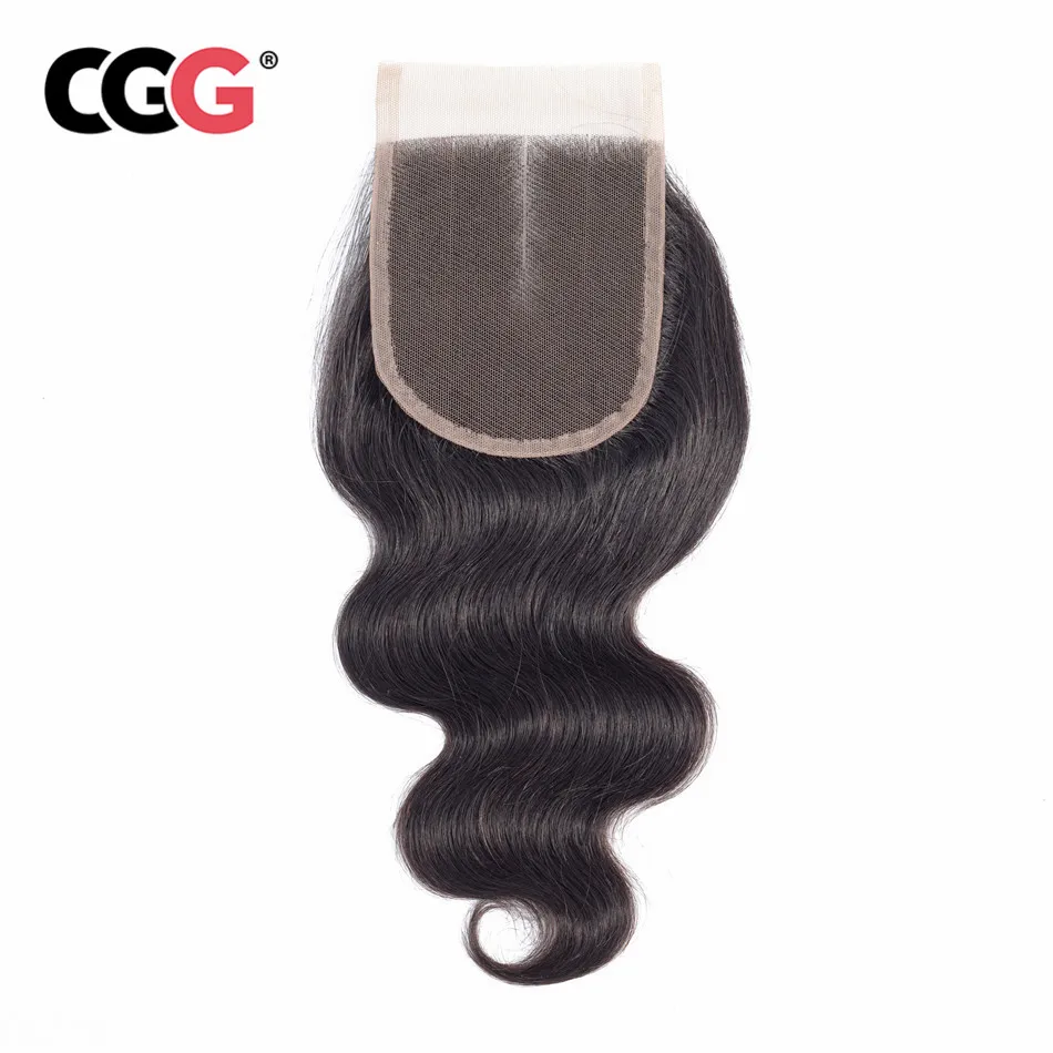 

CGG Hair 1 Pcs 4x4 Lace Closure Brazilian Body Wave Hair Free/Middle/Three Part Non-Remy 100% Human Hair 8-20Inch Swiss Lace