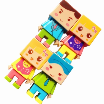 

16pcs/lot Kawaii Boy & Girl doll design double holes pencil sharpener set with eraser Puzzle toy for kids Cute Decoration Props