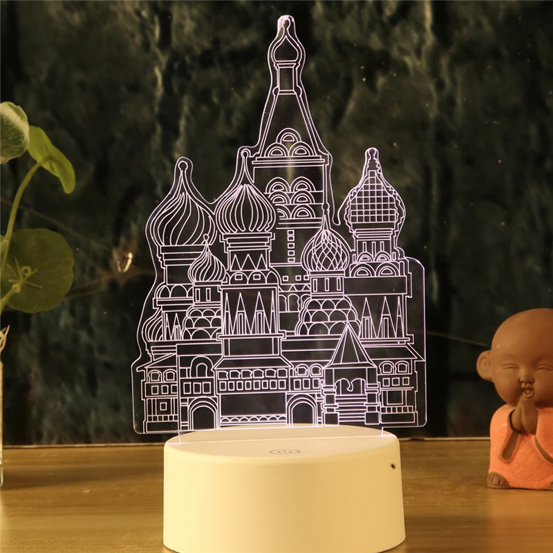 

LED 3d Lamp Nightlight Temple Castle Palace 7 Colors Night Lamps For Kids Touch Remote Led Usb Desk Lamps Baby Sleeping Mylamp