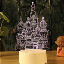 LED 3d Лампа Ночник Храм Замок Дворец 7 Цветов Ночные Лампы Для Детей Сенсорный Пульт Дистанционного