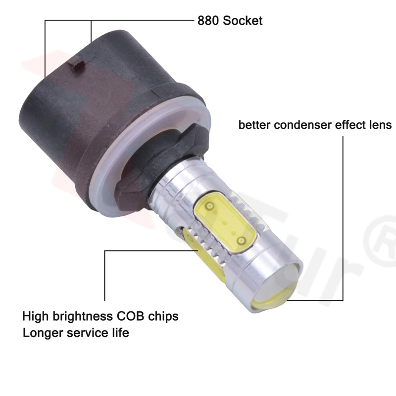 2 шт. автомобильный светильник s источник 880 PG13 H27W/1 разъем типа противотуманный светильник высокой мощности 7,5 Вт COB светодиодный проектор с объективом большая акция