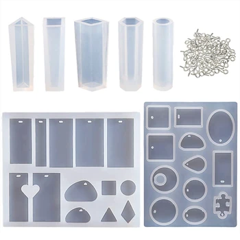

2 Pack Jewelry Casting Molds & 5 Styles Pendant Making Silicone Mold For Diy Jewelry Craft Making, Come With 50 Pcs Screw Eye