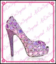 Aidocrystal licht lila großen diamant peep toe strass glitter hochzeit high heel-schuhe Mit handtasche