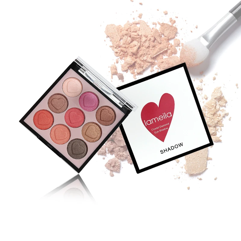 

brand naked 9 Colors Intense Crystal Diamond Cream matte Eyeshadow Palette Glitter Heart Shaped Eye Shadow Makeup Smooth Eyes