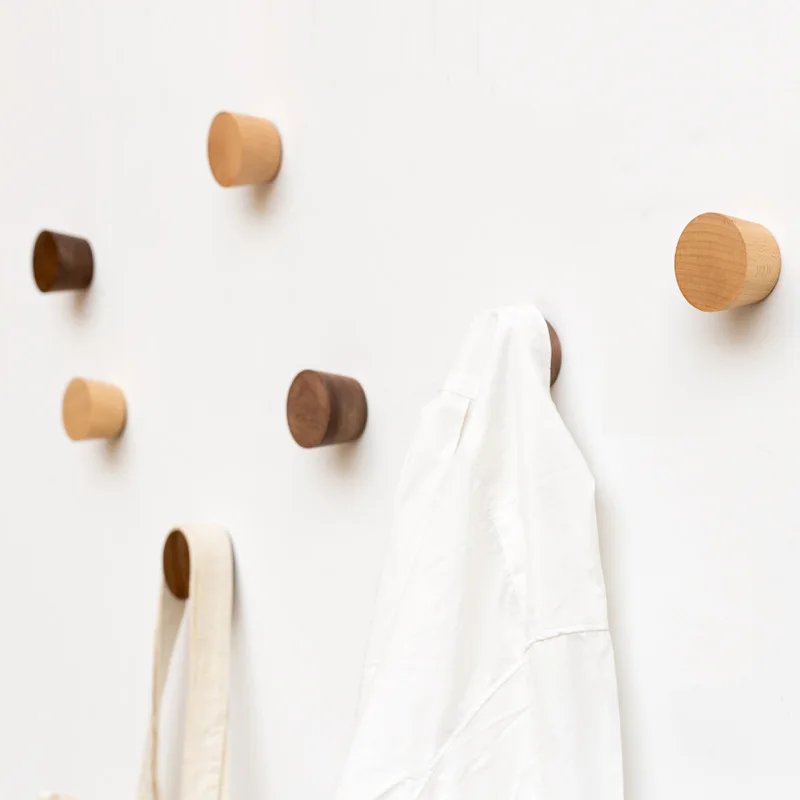 

Wall Mounted Natural Wooden Clothes Hanger Coat Hook Hanging Storage Rack Home Decorations