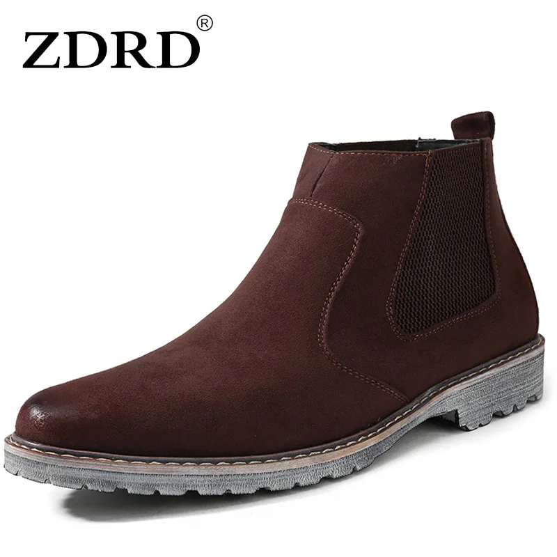 ZDRD/Новое поступление; высококачественные мужские ботинки «Челси»; дышащие повседневные брендовые теплые мужские ботильоны из водонепроницаемого материала; модная мужская зимняя обувь