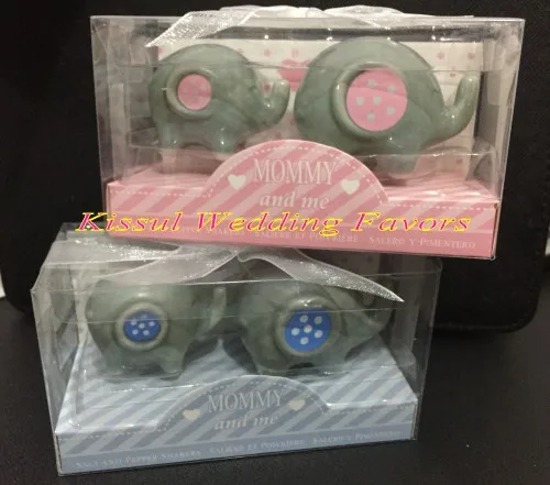 

40pcs/lot(20boxes=20sets) Baby Shower Favors of Little Peanut Elephant Salt and Pepper Shakers For Baby Birthday Party Gift