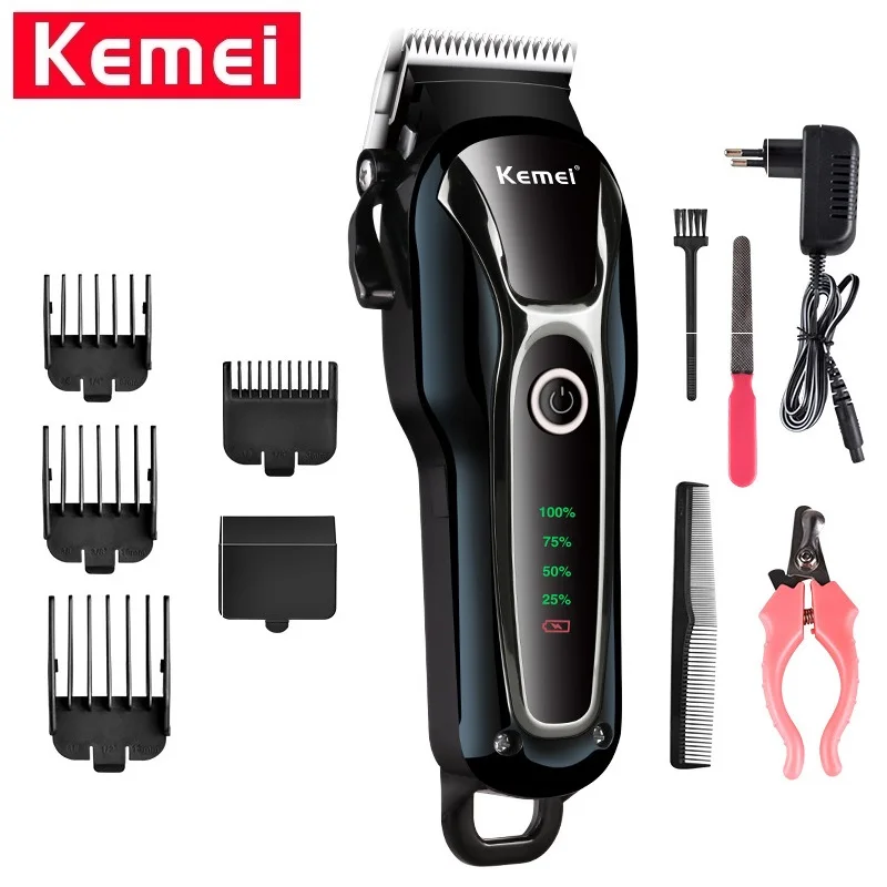 

Kemei KM-1991 Rechargeable hair clipper professional dog hair trimmer cat cutter grooming animal for pet machine hair remover