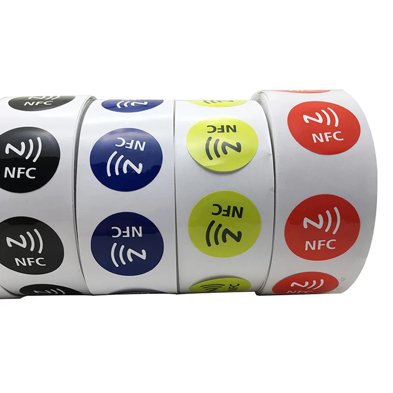 100 шт./лот пассивная 13,56 МГц программируемая этикетка HF RFID с круглым покрытием бумага перезаписываемая клейкая NFC тег Ntag213 стикер