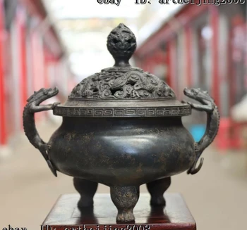 

China Bronze Copper Decoration Censer Thurible Dragon Incense Burner Statue