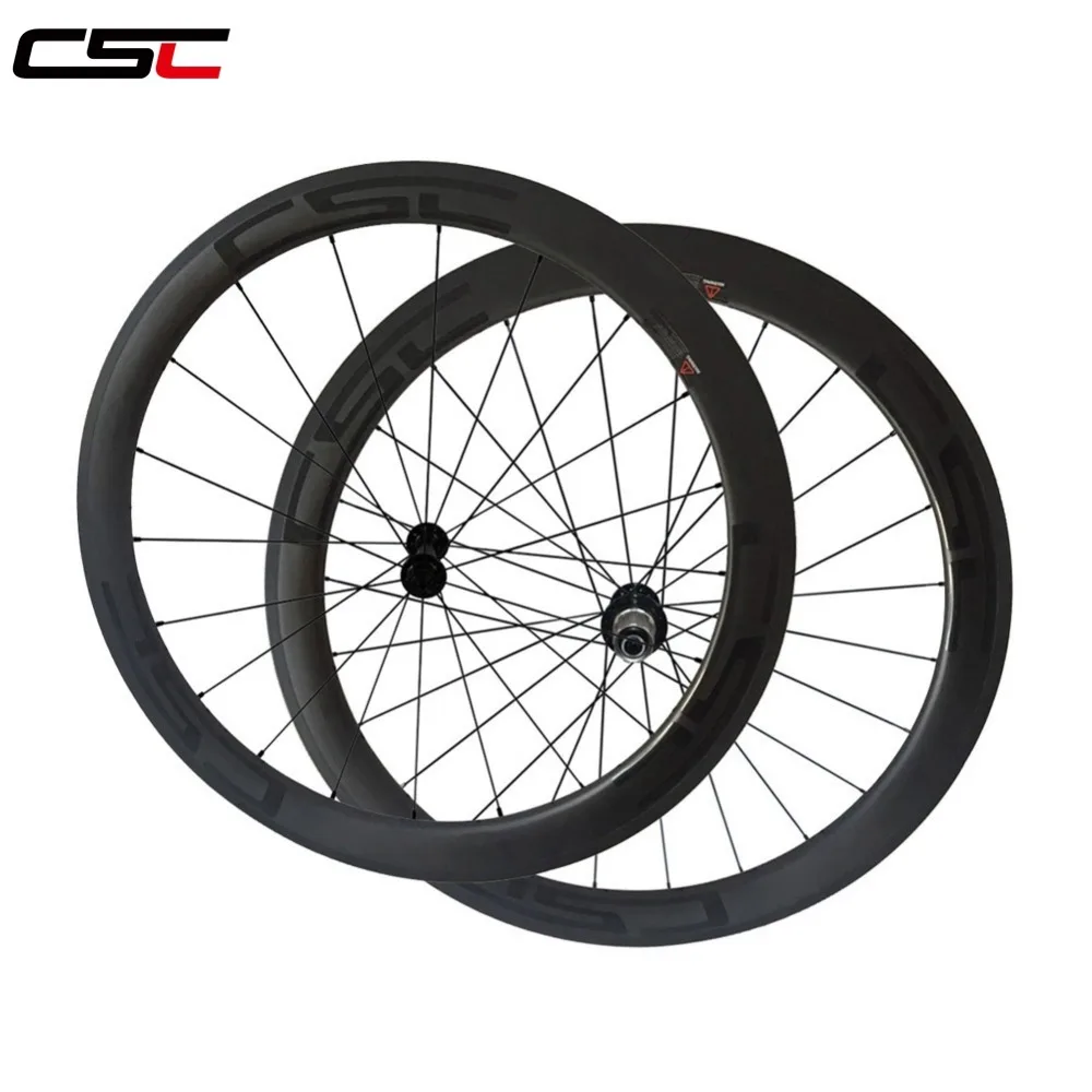

CSC U Shape 25mm wide 50mm Clincher Tubeless Carbon Road Wheelset Bicycle Wheels powerway R13 hub PILLAR 1420 spokes