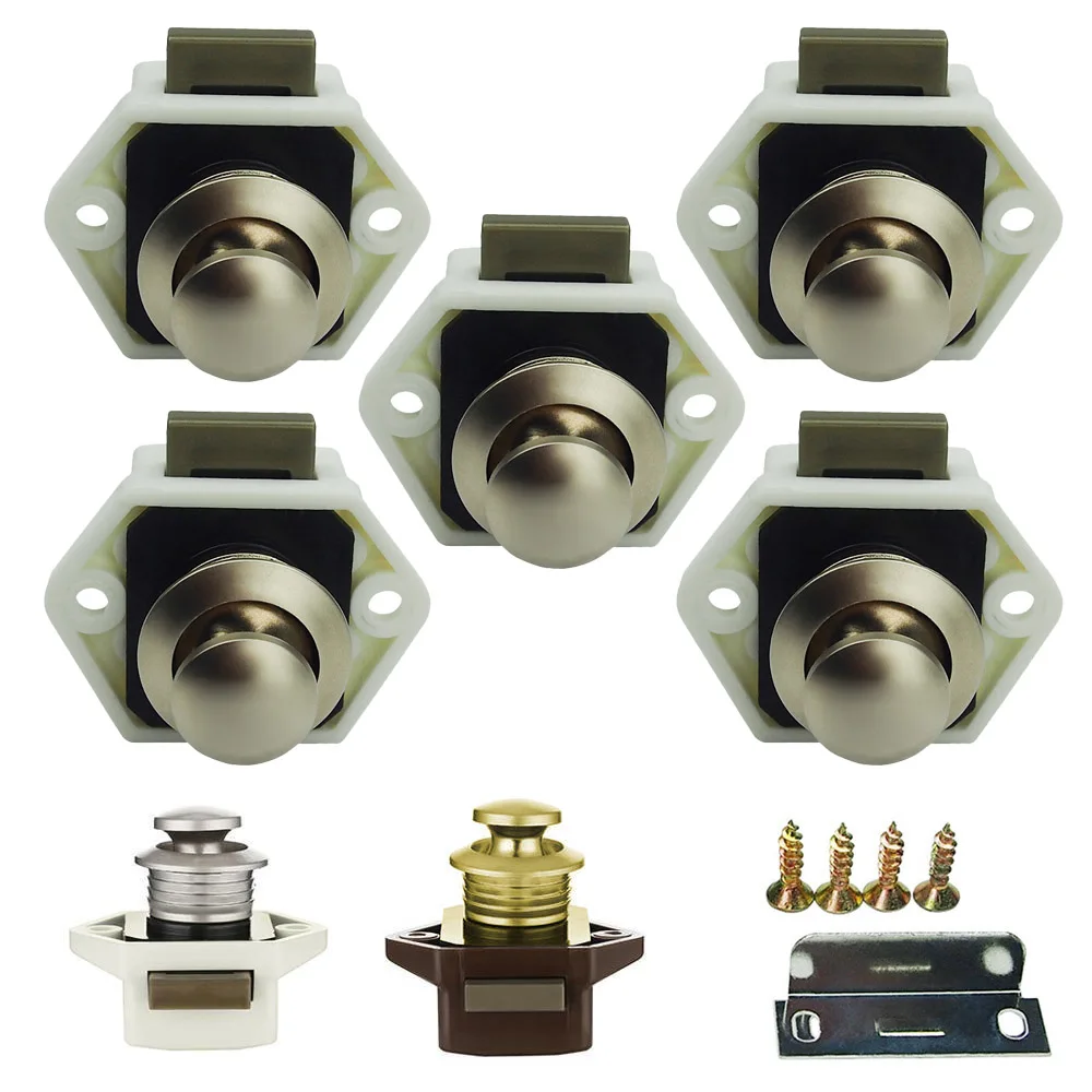 

5 pcs Mini Push Button Catch cupboard pop up knob camper lock handle latch SDF-SHIP