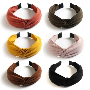 New Arrival Women’s Headband Wholesale Classic Solid Hairband Turban Cross Knot Hair Accessories High Quality Hair Hoop