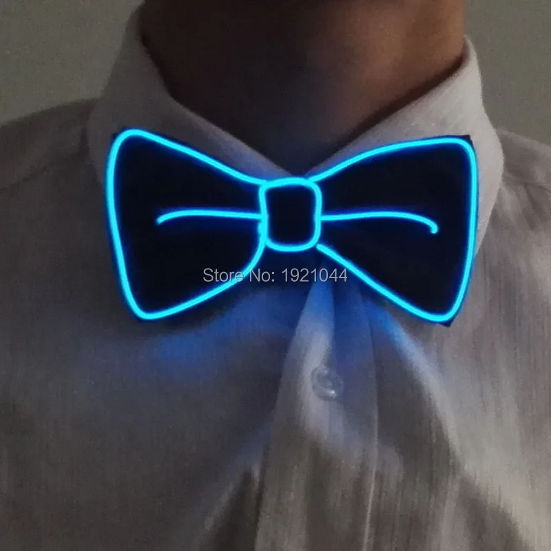 Compare NEW Fashion 10 Colors 50pcs Hiphop Club Glowing Flashing Flexible EL Wire BOW TIE LED neon BOW TIE for party Decoration,bar,club