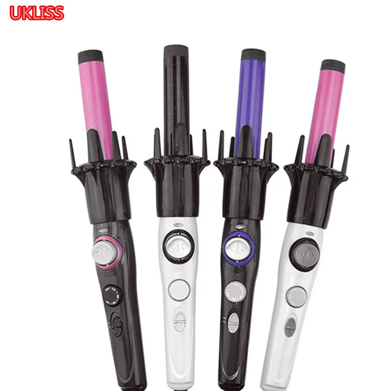 プロ InstaWave 自動ヘアアイロンスタイリングツールセラミックカーリング鉄耐熱ポーチヘアカーラー