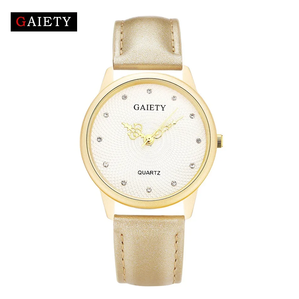 

2017 Top Brand GAIETY Quartz Watch Women Fashion Casual Leather Analog Rhinestone Crystal Dress Bracelet Fashion Wrist Watches