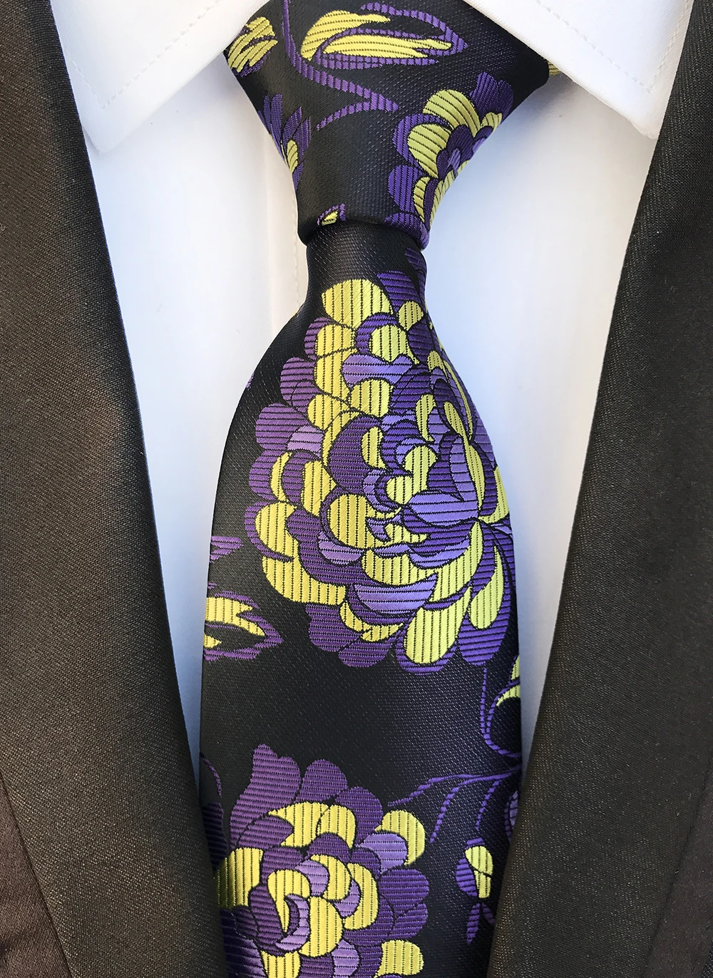 8CM Men Formal Tie Embroidery Flowers Woven Necktie in Men's Ties