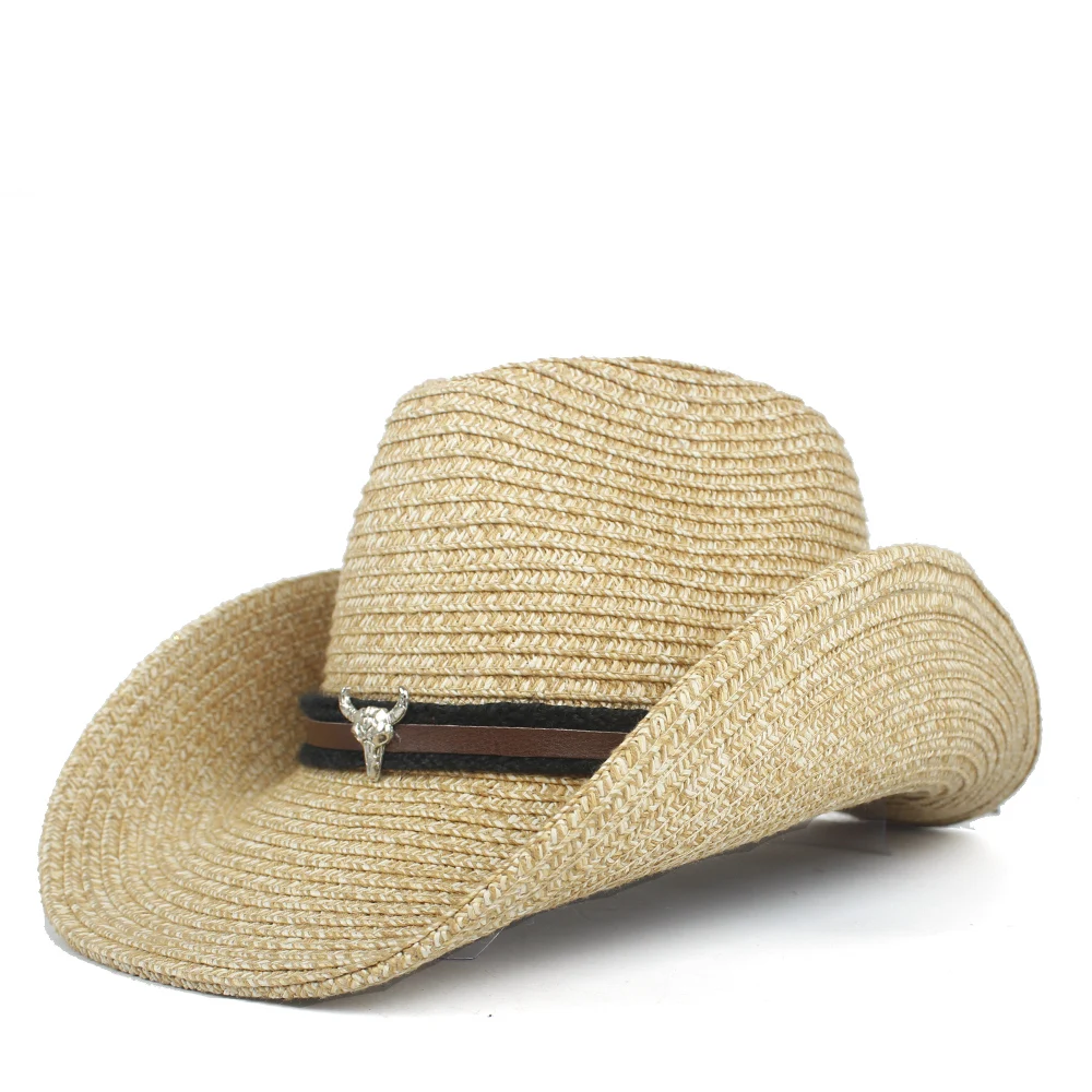 Открытая западная ковбойская шляпа для женщин и мужчин, летняя соломенная шляпа Sombrero Hombre, Пляжная пастушка, джаз, шляпа от солнца, размер 57-59 см