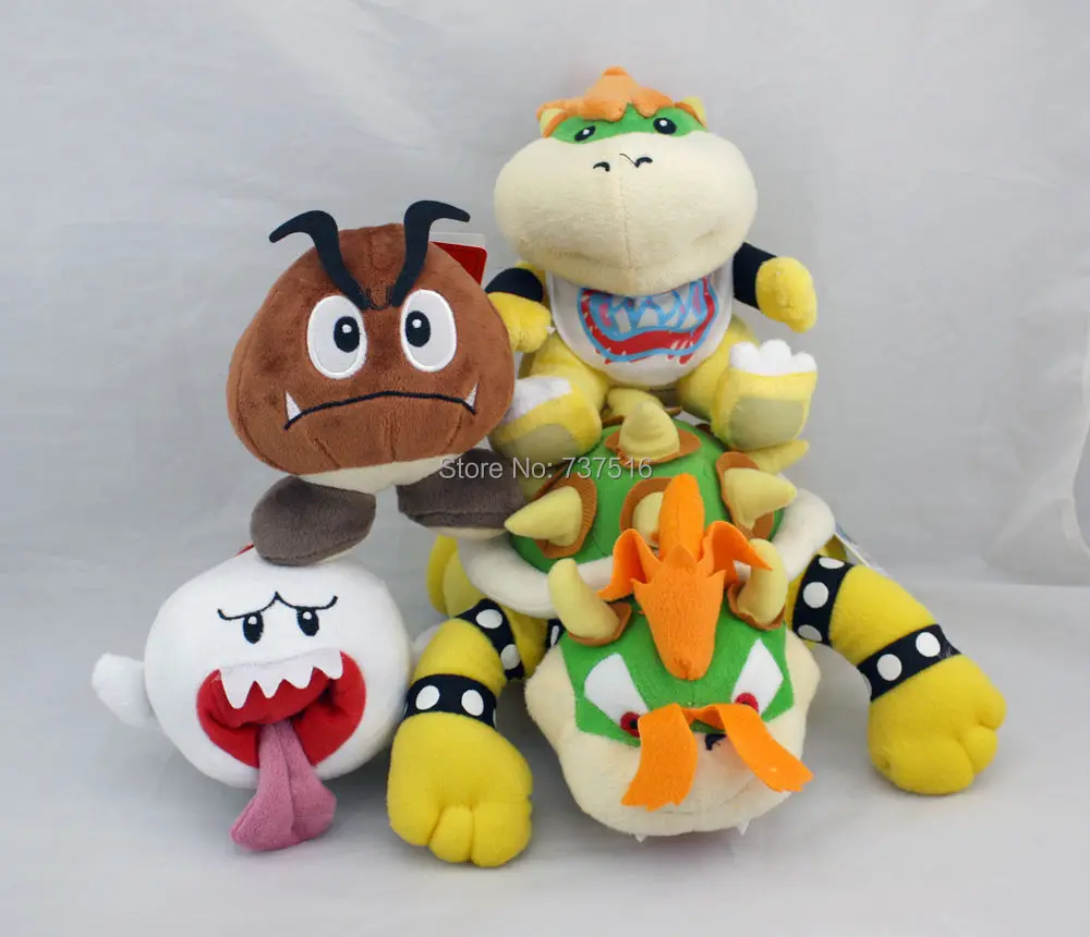 Set of 2 Super Mario Bros Boo Ghost & King Bowser Koopa Plush Doll Figure Toy