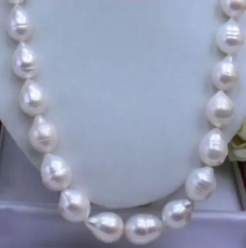 

>@@@@@ A>CHARMING NATURAL 18" AAA 12-14 MM REAL SOUTH SEA WHITE PEARL NECKLACE a -Top quality free shipping
