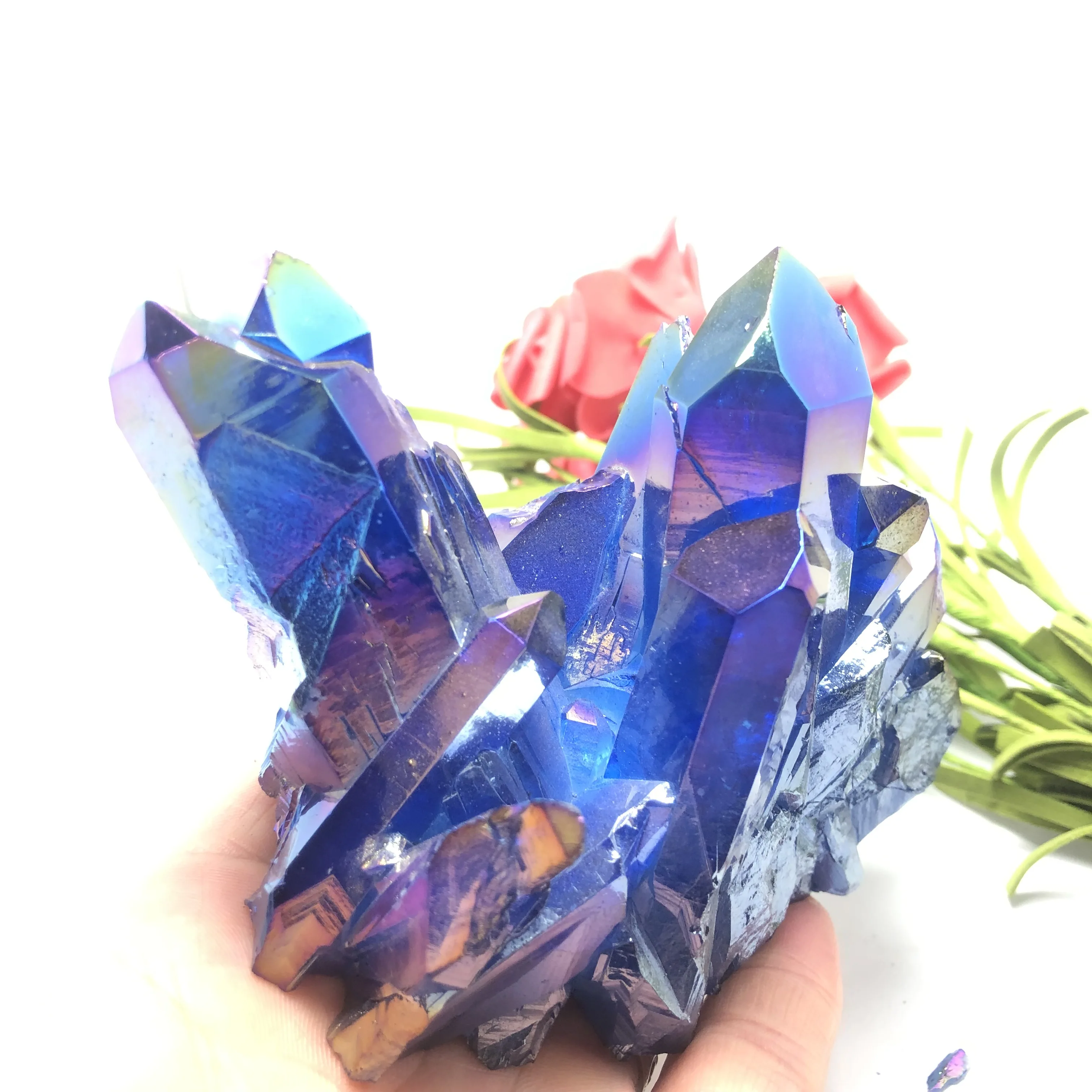 

PRETTY Aura Quartz Crystal Bismuth Titanium Silicon Clusters SPECIMEN