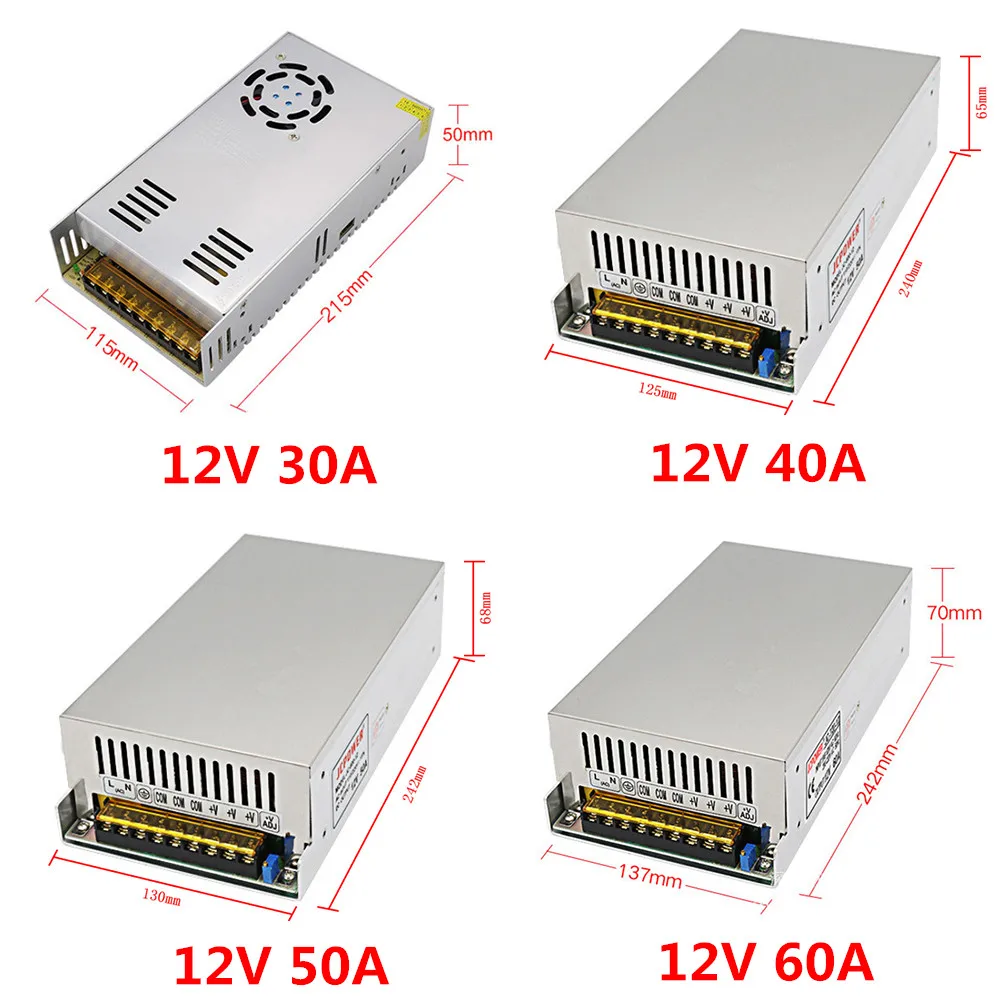 12 V переключатель светодиодный Питание трансформатор 1A/3A/5A/6.5A/8.5A/10A/12.5A/15A/16.5A/20A/25A/30A/40A/50A/60A WS2811 5050 Светодиодные ленты