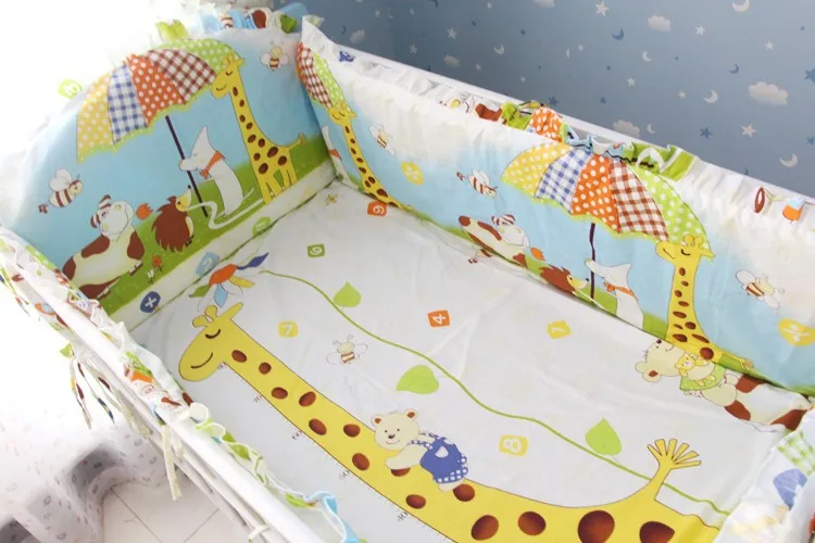 Промо-акция! 6 шт. детские постельные принадлежности для кроватки, комплект детской кроватки из хлопка, детская постельное белье(бамперы+ простыня+ наволочка