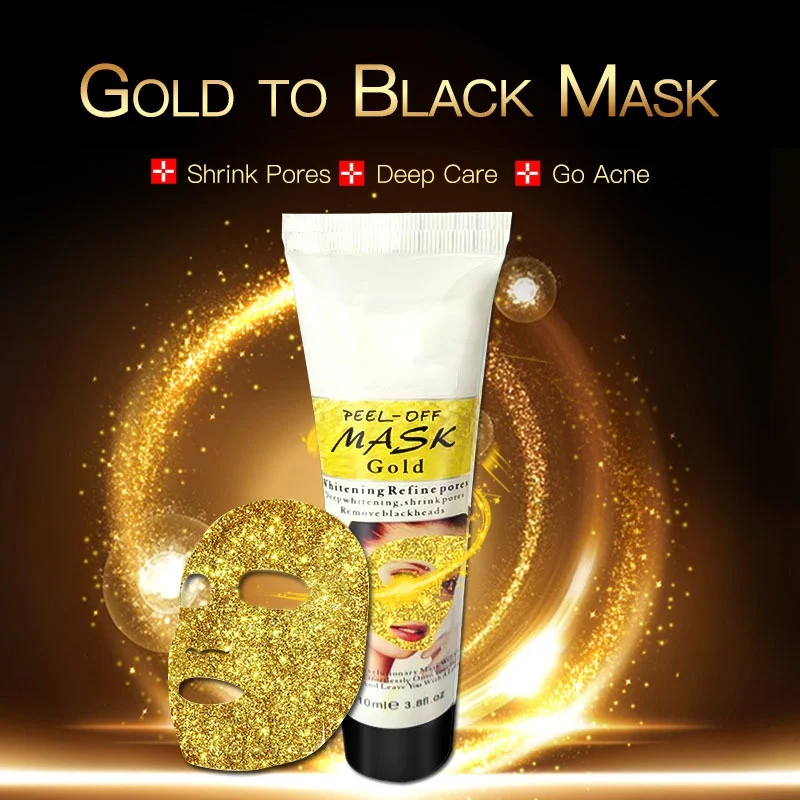 Золото Коллаген блеск лица маска лифтинг устойчивое отбеливание кожи против морщин и старения Nouriahing лица черная маска уход