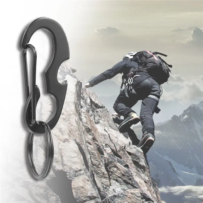 

New Outdoor D Shaped Carabiner Clip Snap Hook EDC Belt Keyring Keychain Buckle Bottle Opener Y6