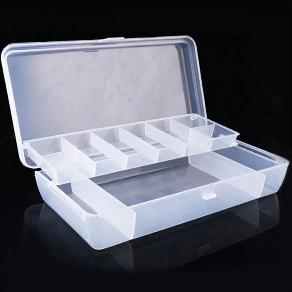 

High Quality 1Pcs Plastic Useful White Storage Box 2 Tray Double-sided Compartment Bait Box Fishing Gear Fishing Box Accessory