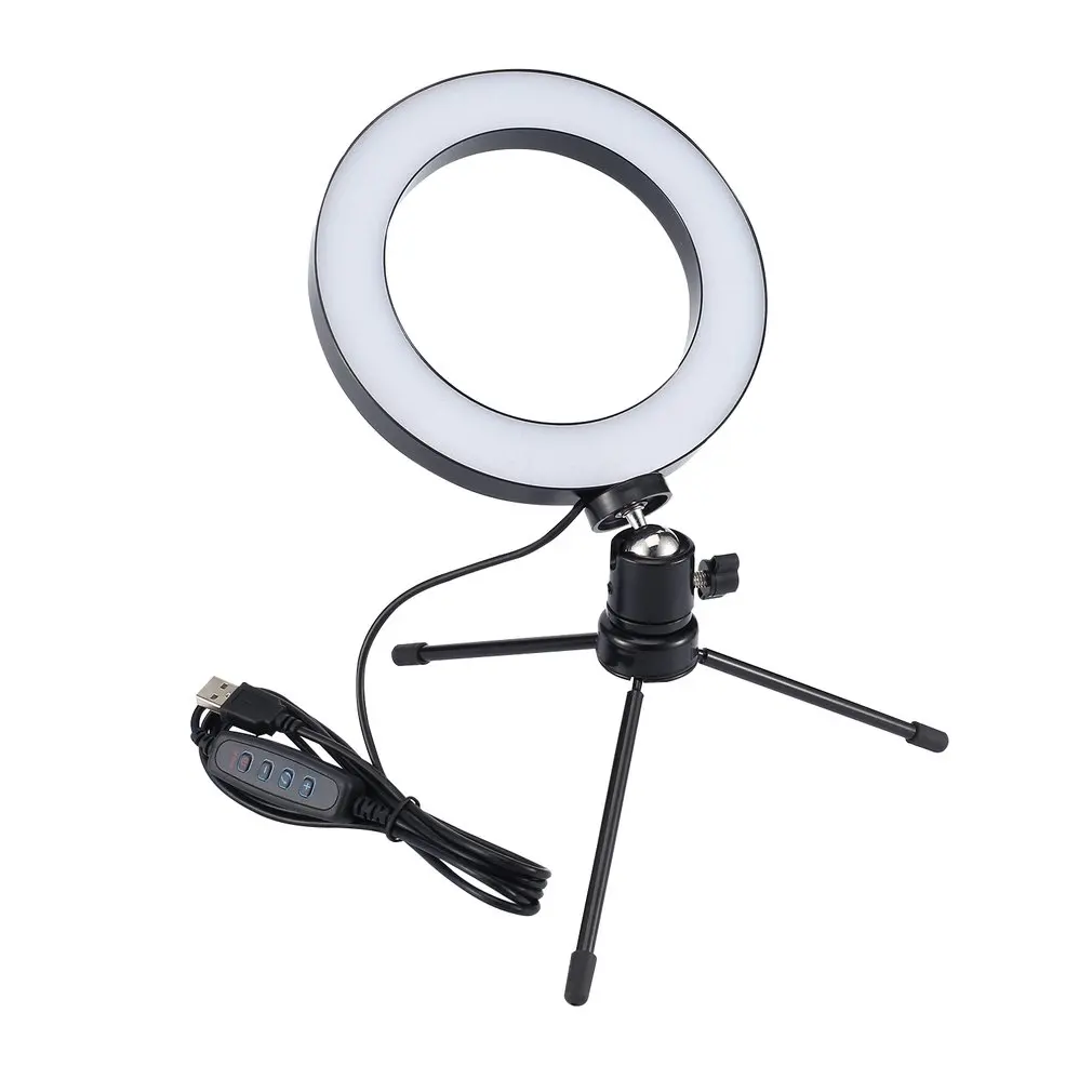 16 мм светодиодный кольцевой светильник для студийной камеры с регулируемой яркостью, фото-телефон, видео светильник, лампа с штативами, селфи-палка, кольцевой светильник для стола, заполняющий светильник для Cano