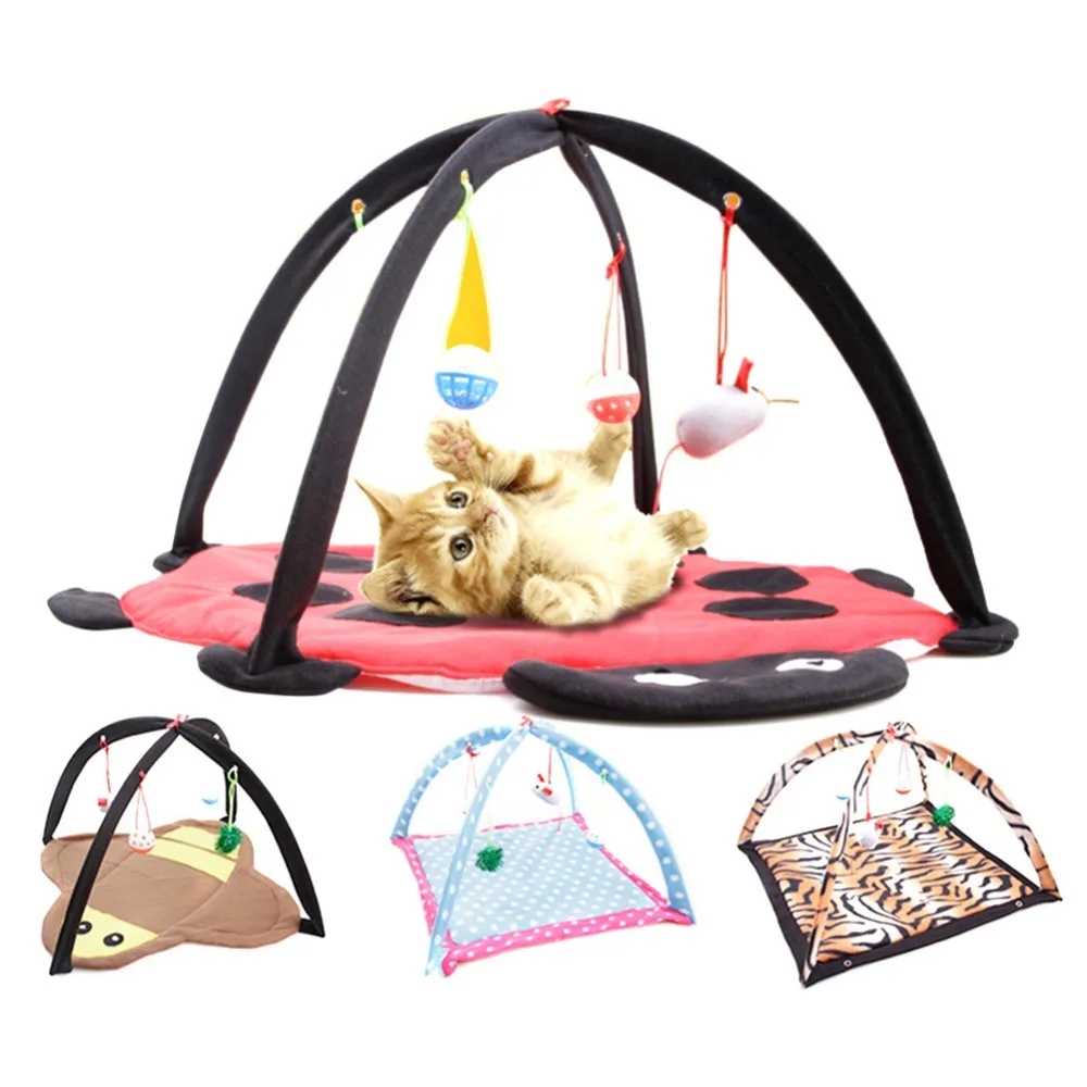 

Funny Hanging Cats Play Mat Blanket with Balls Cat Bed Hammock Tent House Foldable Hangmat Pet Cat Toy Perch for Kitten Ferret