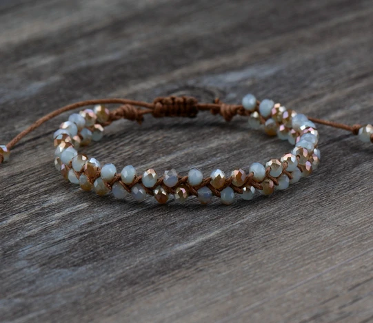 New Bling Half Plating Crystal Wax Cord Braided Bead Bracelet New Bling Half Plating Crystal Wax Cord Braided Bead Bracelet Adjule Beaded Friendship Bracelets Women Dropshipping In Chain Link From