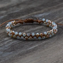 Шикарный полуплакированный Кристалл Плетенный шнур с воском браслет из бисера Регулируемый бисерный браслет дружбы для женщин Прямая поставка