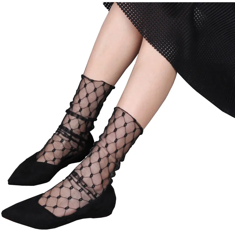 Носки женские летние весенние сексуальные прозрачные с сеткой|grid socks|socks womennet socks |
