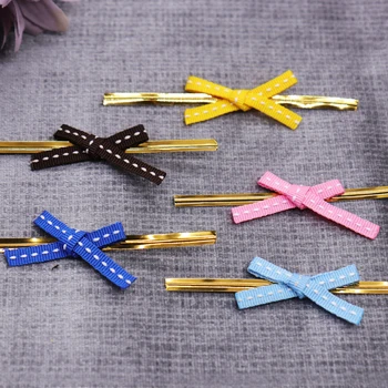 

50pcs DIY Colorful Wire Bundle Bow Bread Packing Sealing Wire Bakery for Gift Packaging Strap Cake Bag Wedding Party Decoration