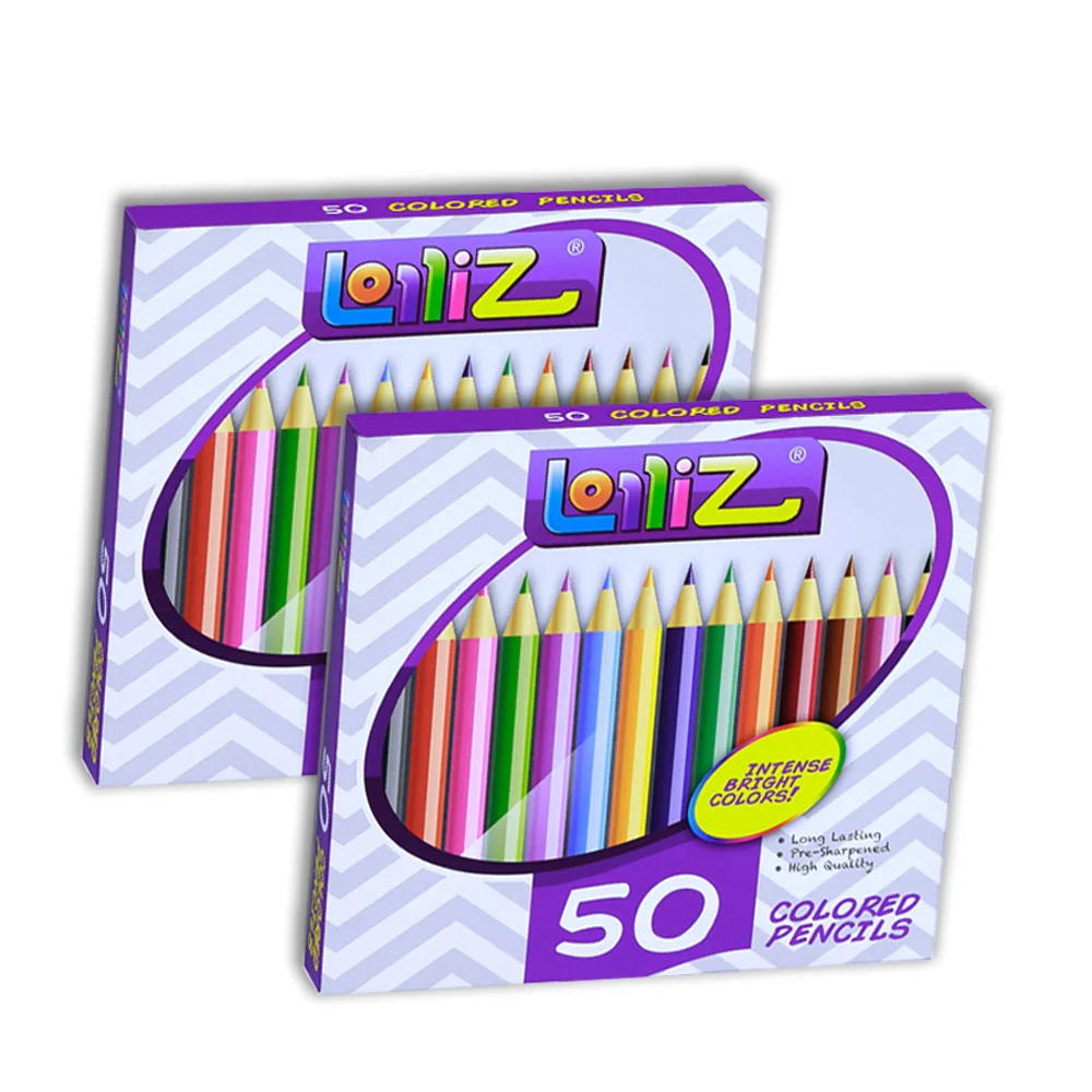 

LolliZ 2 Sets Wooden Colored Fine Art Drawing Non-toxic 50 PCS Colored Pencils For School Office Supplies Kids Gifts