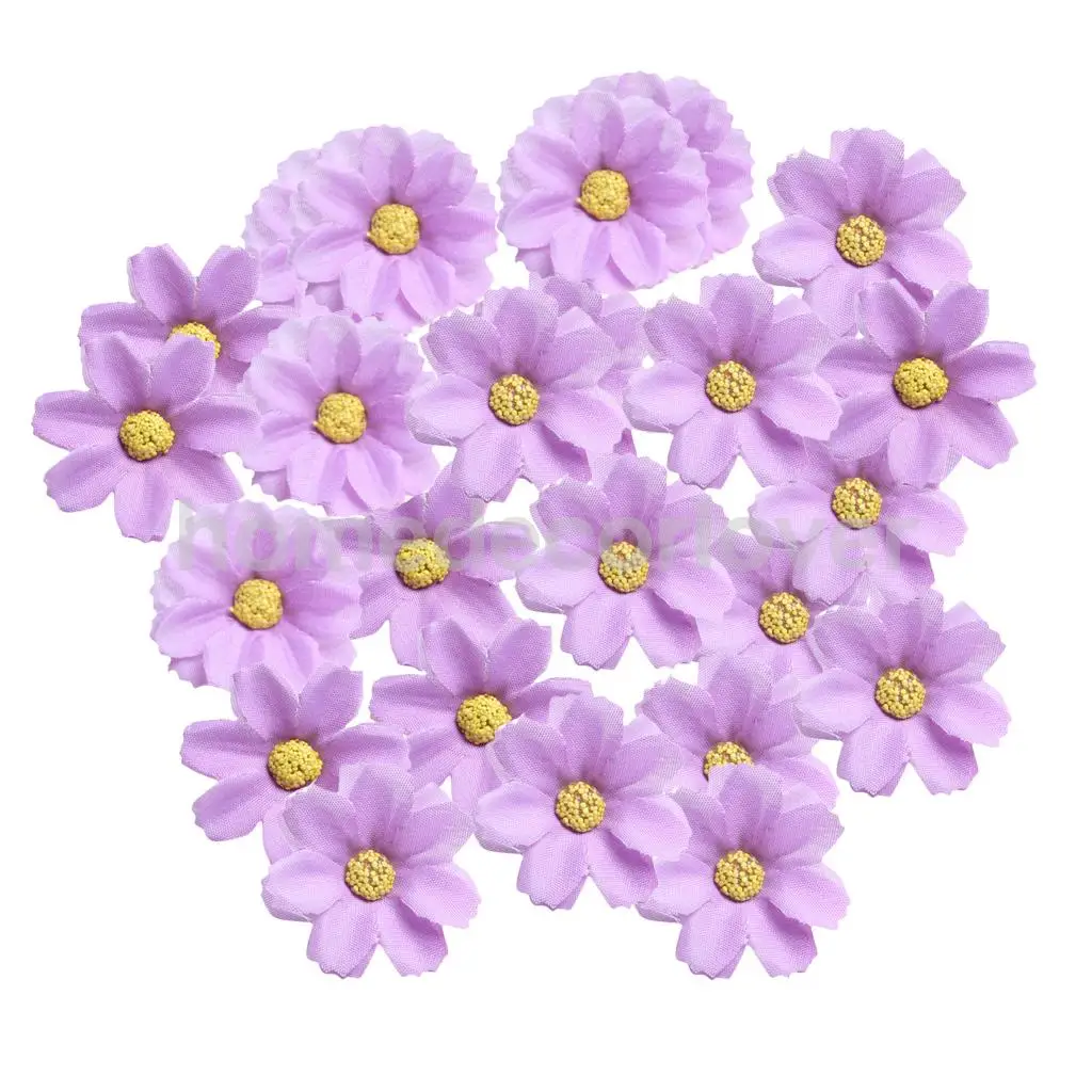 50pcs 4cm Silk Flower Daisies Flower Heads for Wedding/Car/Spring/Home/Garden Decoration Wreath DIY Floral Arts and Crafts